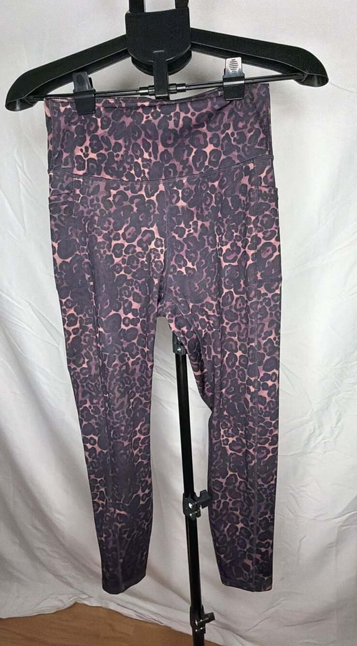 LegEnd Leggings Size M Purple Black Leopard Print Activewear Pants